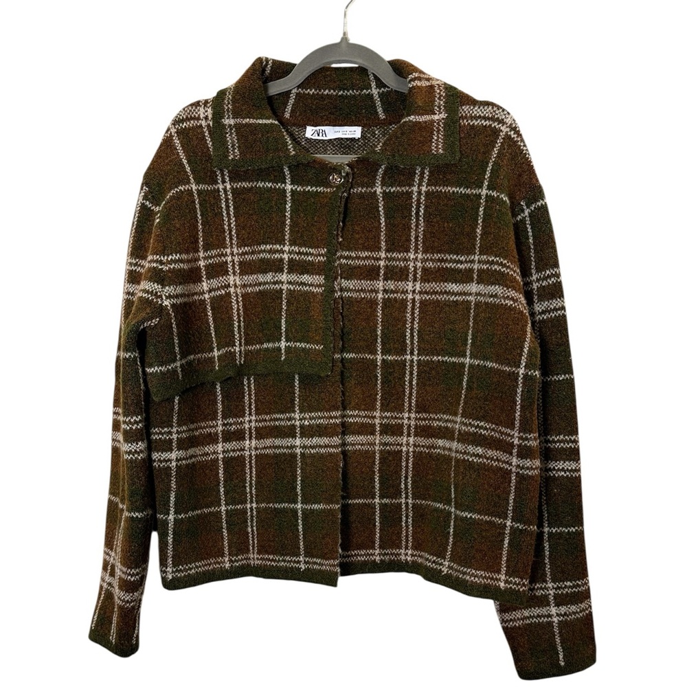 Zara Women's Equestrian Old Money Academia Check Style Cape/Sweater Twinset Sz S